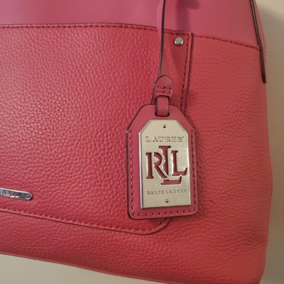 Lauren Ralph Lauren Pink Pebbled Leather Satchel – Chic Giftable Tote - Picture 3 of 10